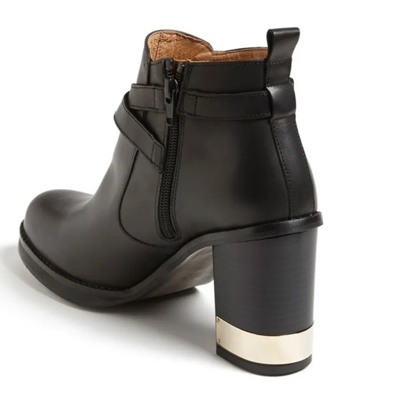 Topshop Black Leather Heeled Ankle Boots With Gold - Picture 4 of 16